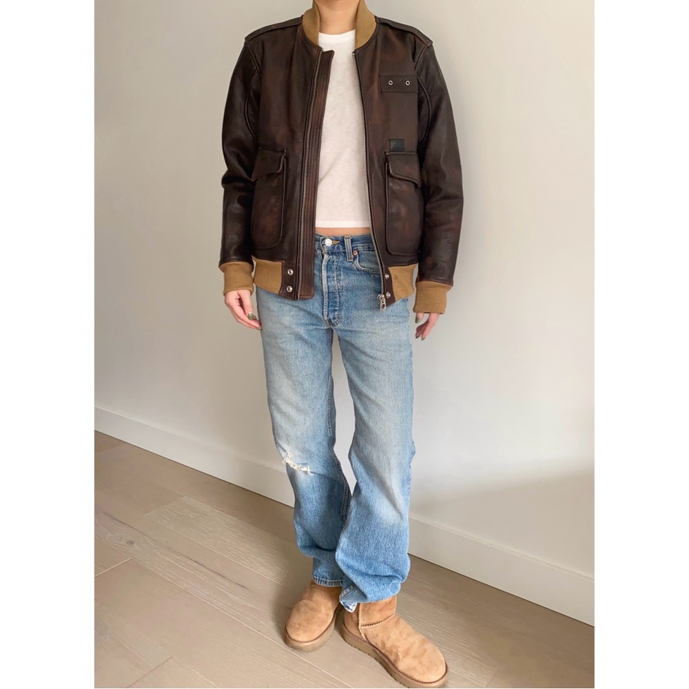 Diesel Leather Bomber Jacket brown - Picture 3 of 14